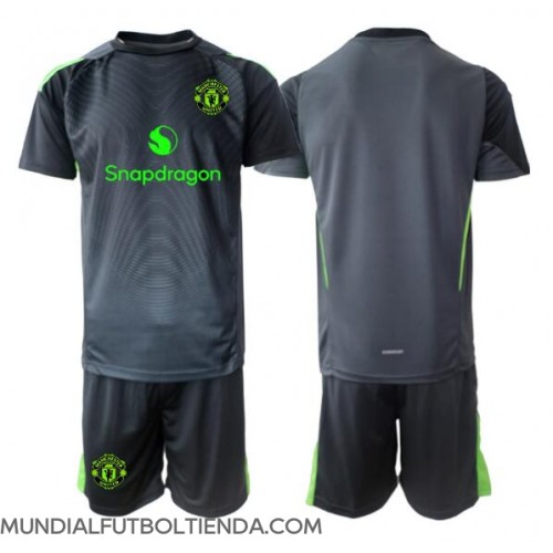 Camiseta Manchester United Portero Segunda Equipación Replica 2025-26 para niños mangas cortas (+ Pantalones cortos)